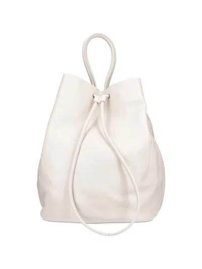 Uma Wang Drawstring Leather Bucket Bag In White