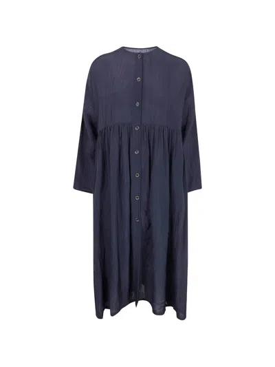 Uma Wang Button Day Dress In Blue