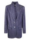 Uma Wang Long-sleeved Denim Jacket In Blue