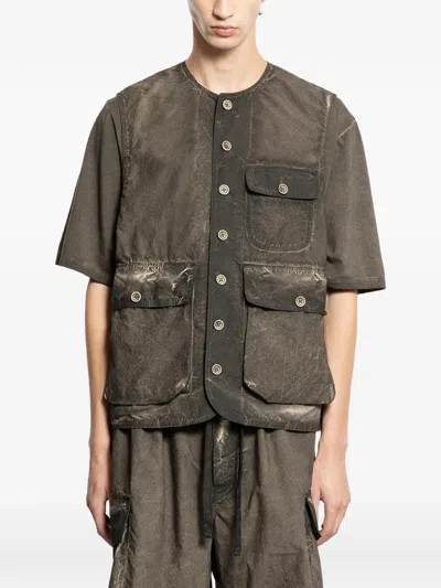 Uma Wang Button Pocket Coat In Green