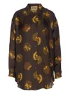 Uma Wang Long Sleeve Collared Printed Top In Brown