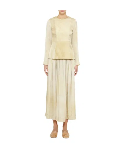 Uma Wang Button Round Neck Blouse In Nude