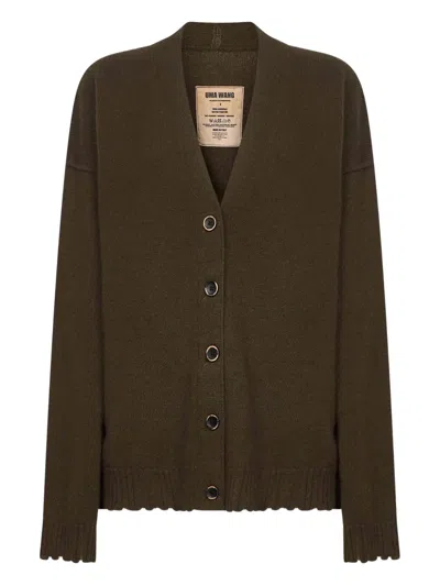 Uma Wang Cashmere Cardigan With Buttons In Green