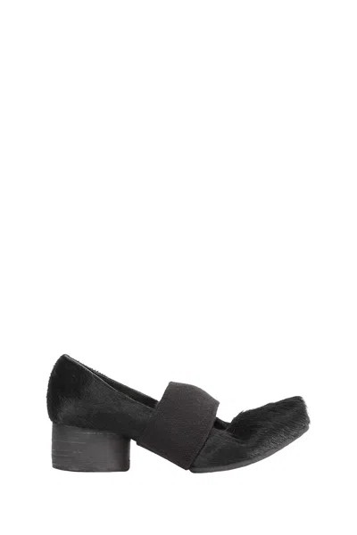 Uma Wang Calf Hair Heeled Ballerinas In Black