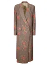 Uma Wang Pomegranate-print Double-breasted Coat In Brown
