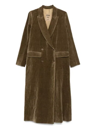 Uma Wang Camelot Double-breasted Ribbed Coat In Green