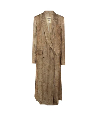 Uma Wang Camelot Long Casual Coat In Mustard