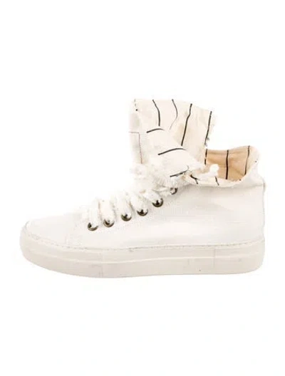 Pre-owned Uma Wang Canvas Striped Sneakers In Neutral