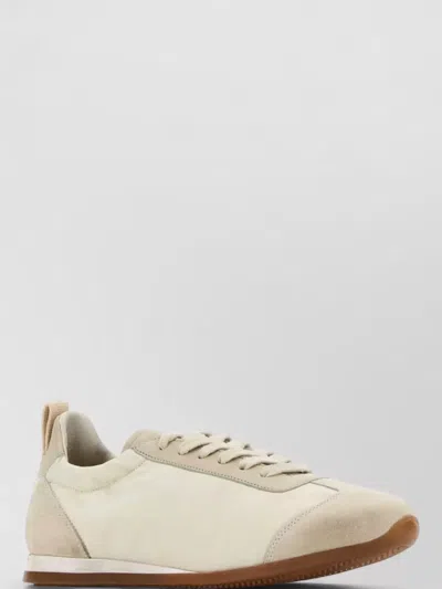 Uma Wang Canvas Suede Low Top Lace Up Sneakers In Neutral