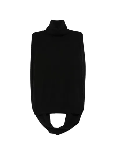 Uma Wang Cape-style Roll-neck Sweater In Black