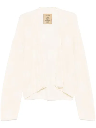 Uma Wang Distressed-efffect V-neck Jumper In White