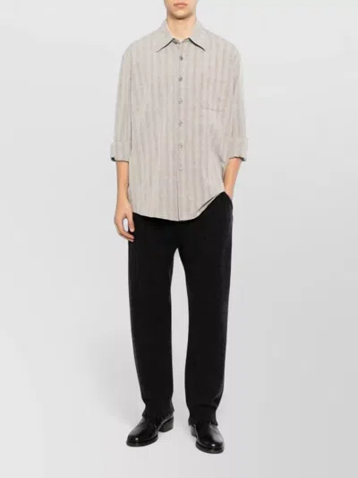 Uma Wang Cashmere Drawstring Straight-leg Ankle Trousers In Black