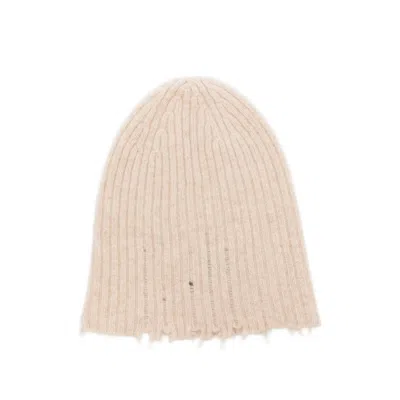Uma Wang Ribbed Frayed Beanie Hat In Neutral