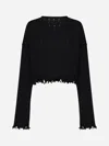 Uma Wang Cropped Ribbed Knitwear Top With Long Sleeves In Black