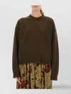 Uma Wang Boxy Cashmere Sweater With Frayed Edge Detail In Brown