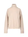 Uma Wang High Neck Cashmere Sweater With Frayed Edges In Sand
