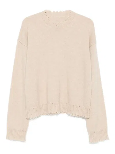 Uma Wang Cashmere Sweater With Fringed Hem In Neutral
