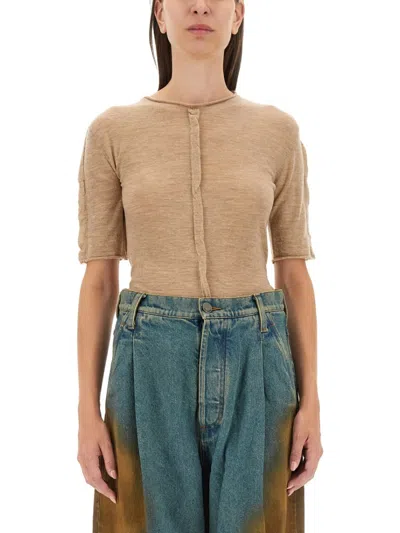 Uma Wang Cashmere T-shirt In Beige