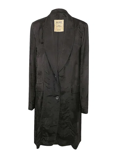 Uma Wang Katia Single Breasted Pattern Jacquard Coat In Black
