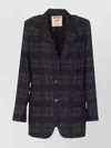 Uma Wang Check Pattern Longline Jacket V-neck In Black
