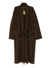 Uma Wang Omens Green Red Tan Chidi Relaxed-fit Knitted Coat In Green