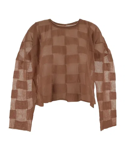 Uma Wang Checked Crewneck T-shirt In Pink
