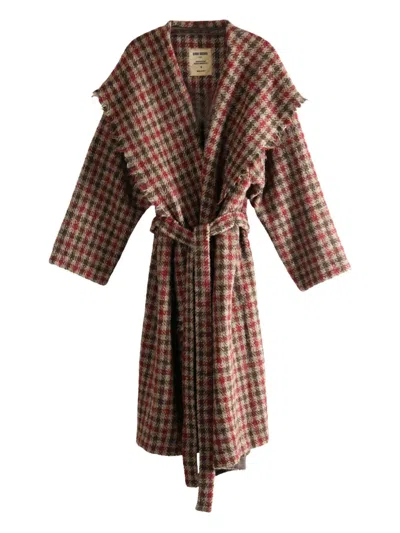 Uma Wang Checked Oversized Coat In Multi