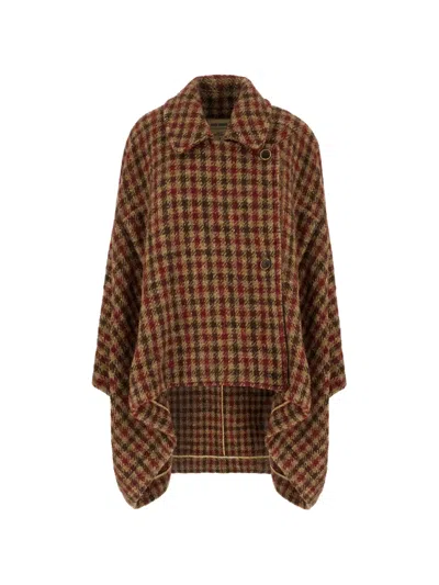 Uma Wang Checked-pattern Coat In Brown