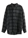 Uma Wang Checked-pattern Frayed Shirt In Gray