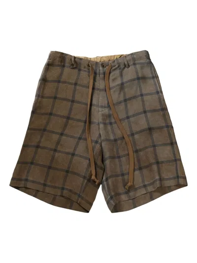 Uma Wang Checked Shorts In Brown