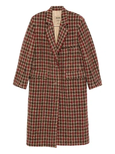 Uma Wang Checked Single-breasted Coat In Brown