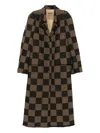 Uma Wang Checked Single-breasted Coat In Brown