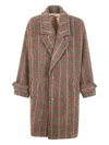 Uma Wang Checked Wool Coat In Brown