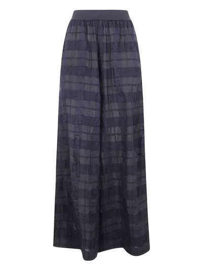 Uma Wang Checked Wool Trousers In Blue