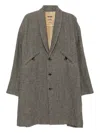 Uma Wang Checkered Coat In Gray