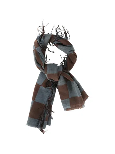 Uma Wang Checkered Frayed Scarf In Multi