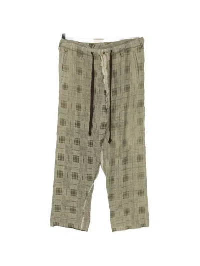 Uma Wang Check-pattern Drawstring Trousers In Green