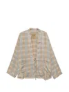 Uma Wang Check-pattern Tie-fastening Jacket In Neutral