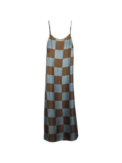 Uma Wang Check-print Dress In Brown