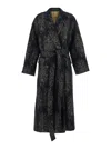 Uma Wang Cicero Brown Coat With Belt And Floral Motif In Wool Blend Woman In Brown