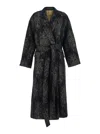 Uma Wang Cicero Brown Coat With Belt And Floral Motif In Wool Blend Woman In Brown
