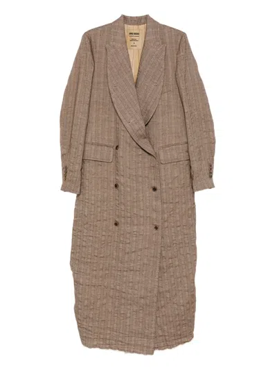 Uma Wang Cigna Double-breasted Coat In Neutral
