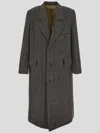 Uma Wang Man Coat Taupe Size M Virgin Wool In Black/tan