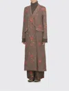 Uma Wang Double-breasted Floral Pattern Wool Coat In Brown