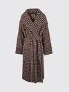 Uma Wang Checked Pattern Coat Belted Waist In Multi
