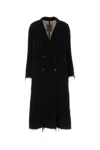 Uma Wang Long Double-breasted Wool Blend Coat In Black