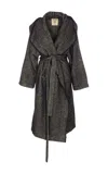 Uma Wang Hooded Coat With Belted Waist And Pockets In Black