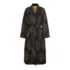 Uma Wang Floral Patterned Textured Coat Belted In Brown