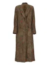 Uma Wang Floral Pattern Double-breasted Cotton Coat In Brown