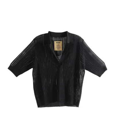 Uma Wang Collared Polo Shirt In Black